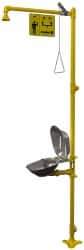 Bradley - 1-1/4" Inlet, 26 GPM shower Flow, Drench shower & Eyewash Station - Bowl, Triangular Pull Rod & Push Flag Activated, Galvanized Steel Pipe, Plastic Shower Head, 0.4 GPM Bowl Flow, Corrosion Resistant, Top or Mid Supply - All Tool & Supply