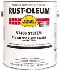 Rust-Oleum - 1 Gal White High Gloss Finish Alkyd Enamel Paint - 230 to 425 Sq Ft per Gal, Interior/Exterior, Direct to Metal, <340 gL VOC Compliance - All Tool & Supply