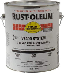 Rust-Oleum - 1 Gal White Flat Finish Alkyd Enamel Paint - 230 to 425 Sq Ft per Gal, Interior/Exterior, Direct to Metal, <340 gL VOC Compliance - All Tool & Supply