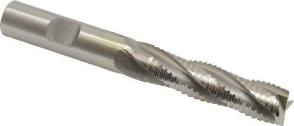 OSG - 1/2" Diam, 2" LOC, 4 Flute Cobalt Roughing & Finishing Square End Mill - Uncoated, 4" OAL, 1/2" Shank Diam, Weldon Shank, 30° Helix, Centercutting, Long Length - All Tool & Supply