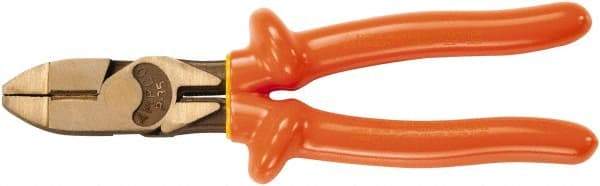 Ampco - 8-3/4" OAL, Insulated Side Cutting Linesman's Pliers - Smooth Jaw, 1000 Volt Insulated Handles - All Tool & Supply