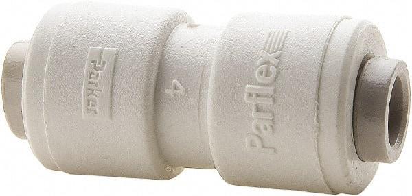 Parker - 1/2 x 3/8" Outside Diam, Polypropylene Push-to-Connect Tube Union - 150 Max psi, White - All Tool & Supply