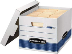 BANKERS BOX - 1 Compartment, 12 Inch Wide x 15 Inch Deep x 10 Inch High, File Storage Box - 1 Ply Bottom, 1 Ply End, 1 Ply Side, White and Blue - All Tool & Supply