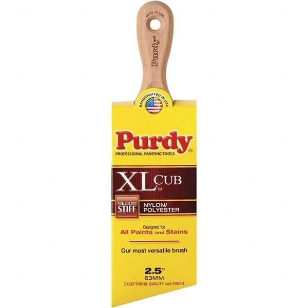 Purdy - 2-1/2" Angled Nylon/Polyester General Purpose Paint Brush - 2-15/16" Bristle Length, 3-4/5" Wood Short Handle - All Tool & Supply