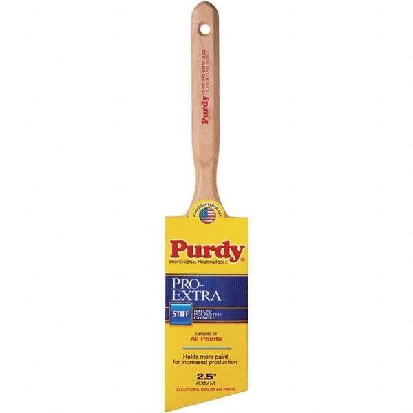 Purdy - 2-1/2" Angled Nylon/Polyester General Purpose Paint Brush - 3-3/16" Bristle Length, 7-1/4" Wood Fluted Handle - All Tool & Supply