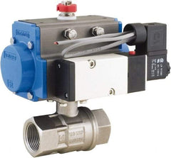 BONOMI - 1" Pipe, 1,000 psi WOG Rating 316 Stainless Steel Pneumatic Double Acting with Solenoid Actuated Ball Valve - PTFE Seal, Full Port, 150 psi WSP Rating, NPT End Connection - All Tool & Supply