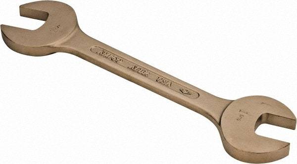 Ampco - 1-5/16" x 1-1/2" Nonsparking Open End Wrench - 14-3/8" OAL, Double End, Plain Finish, 15° Head Angle - All Tool & Supply