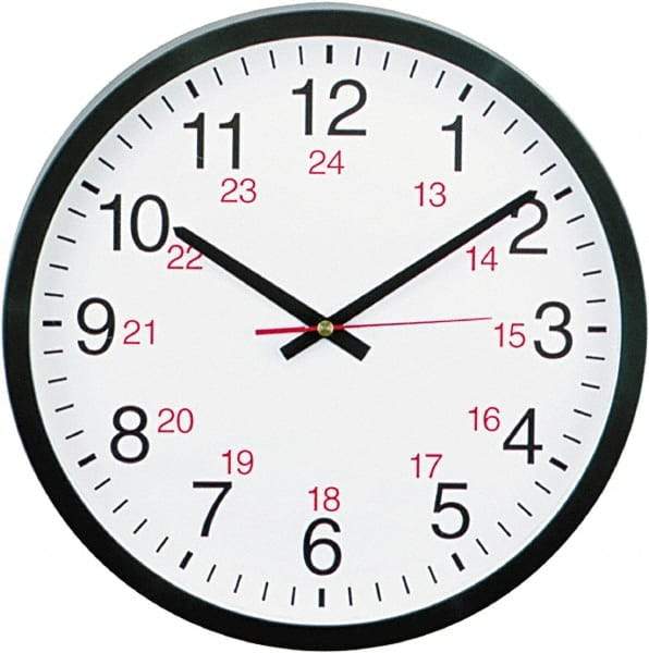 UNIVERSAL - 11-1/2 Inch Diameter, White Face, Dial Wall Clock - Analog Display, Black Case, Runs on AA Battery - All Tool & Supply