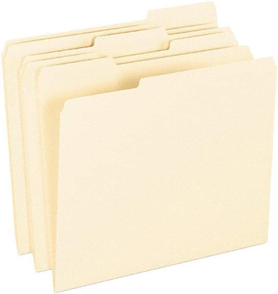 Pendaflex - 8-1/2 x 11", Letter Size, Manila, File Folders with Top Tab - 11 Point Stock, 1/3 Tab Cut Location - All Tool & Supply