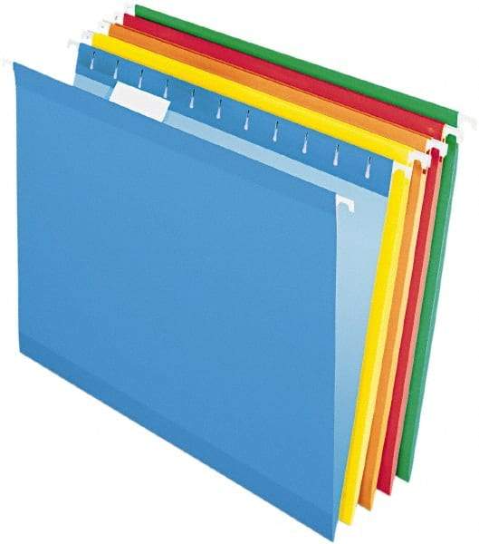 Pendaflex - 8-1/2 x 11", Letter Size, Assorted Colors, Standard Hanging File Folders - 11 Point Stock, 1/5 Tab Cut Location - All Tool & Supply