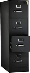 Hon - 15" Wide x 52" High x 26-1/2" Deep, 4 Drawer Vertical File with Lock - Steel, Black - All Tool & Supply