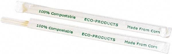 ECO PRODUCTS - Compostable Straws, 7 3/4", Corn Plastic, Clear - Use with Beverages - All Tool & Supply