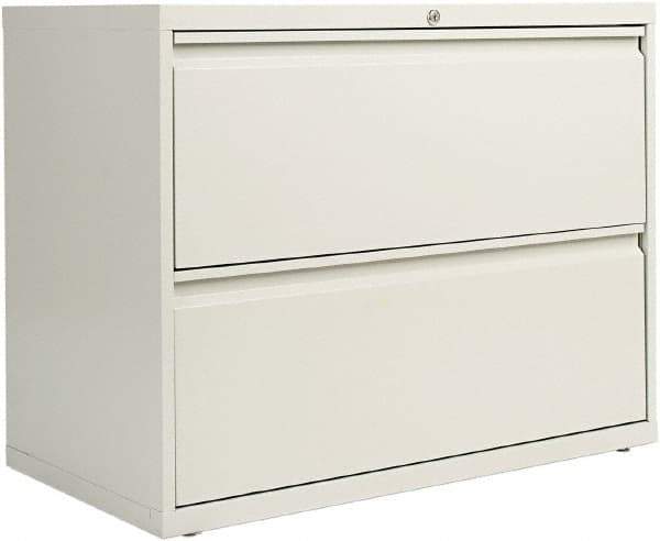 ALERA - 36" Wide x 29" High x 19-1/4" Deep, 2 Drawer Lateral File with Lock - Steel, Light Gray - All Tool & Supply