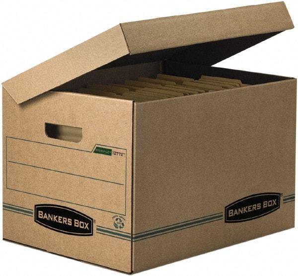 BANKERS BOX - 1 Compartment, 12 Inch Wide x 15 Inch Deep x 10 Inch High, File Storage Box - Paper, Kraft and Green - All Tool & Supply