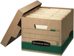 BANKERS BOX - 1 Compartment, 12 Inch Wide x 15 Inch Deep x 10 Inch High, File Storage Box - Paper, Kraft and Green - All Tool & Supply