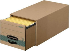 BANKERS BOX - 1 Compartment, 15 Inch Wide x 23 Inch Deep x 10 Inch High, File Storage Box - 1 Ply Side, 2 Ply Bottom, 2 Ply End, Kraft and Green - All Tool & Supply