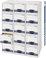 BANKERS BOX - 1 Compartment, 15 Inch Wide x 23 Inch Deep x 10 Inch High, File Storage Box - Steel Wire Frame, White and Blue - All Tool & Supply