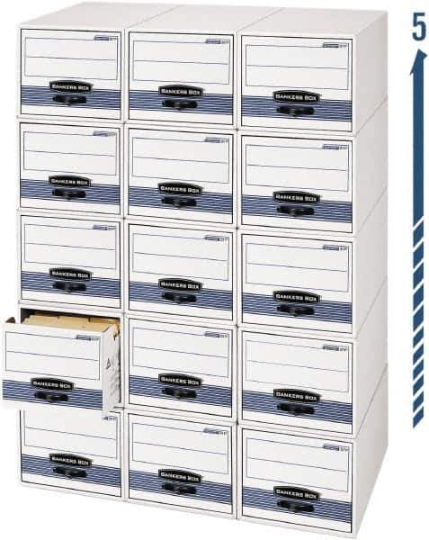 BANKERS BOX - 1 Compartment, 12 Inch Wide x 23 Inch Deep x 10 Inch High, File Storage Box - Steel Wire Frame, White and Blue - All Tool & Supply