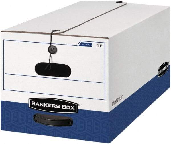 BANKERS BOX - 1 Compartment, 15 Inch Wide x 24 Inch Deep x 10 Inch High, File Storage Box - 1 Ply Side, 2 Ply Bottom, 2 Ply End, White and Blue - All Tool & Supply