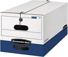 BANKERS BOX - 1 Compartment, 12 Inch Wide x 24 Inch Deep x 10 Inch High, File Storage Box - 1 Ply Side, 2 Ply Bottom, 2 Ply End, White and Blue - All Tool & Supply