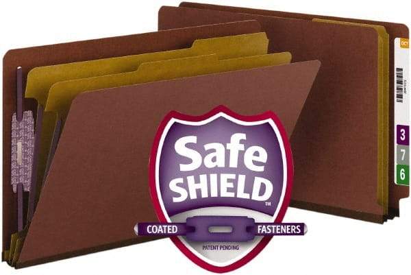 Samsill - 8-1/2 x 14", Legal, Red, Classification Folders with End Tab Fastener - 11 Point Stock, Straight Tab Cut Location - All Tool & Supply