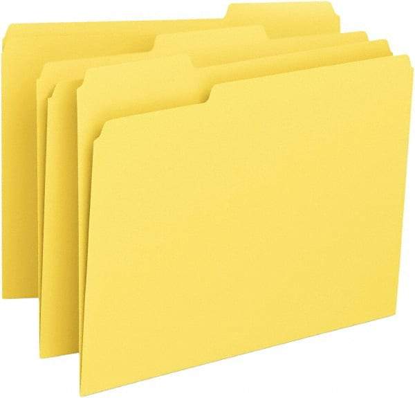 Samsill - 8-1/2 x 11", Letter Size, Yellow, File Folders with Top Tab - 11 Point Stock, 1/3 Tab Cut Location - All Tool & Supply