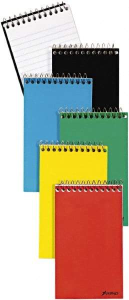 AMPAD - 60 Sheet, 3 x 5", Narrow Memo Book (Top Bound) - Red & Blue & Black on White - All Tool & Supply