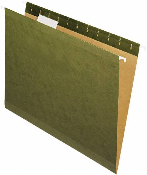 Pendaflex - 8-1/2 x 11", Letter Size, Standard Green, Standard Hanging File Folders - 11 Point Stock, 1/5 Tab Cut Location - All Tool & Supply