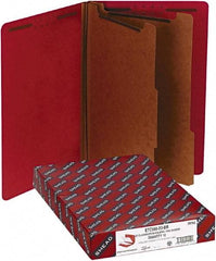 Samsill - 8-1/2 x 14", Legal, Bright Red, Classification Folders with End Tab Fastener - 11 Point Stock, Straight Tab Cut Location - All Tool & Supply