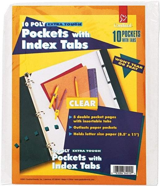 Cardinal - 11 x 8 1/2" 3-Hole Punched, Binder Pockets Divider - White Tabs, Clear Folder - All Tool & Supply