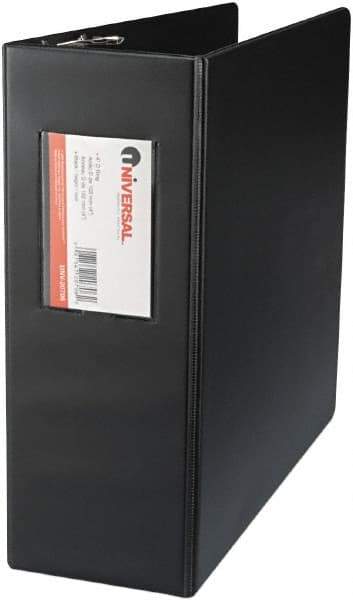 UNIVERSAL - 4" Sheet Capacity, 11 x 8-1/2", Non-View Ring Binder - Suede Finish Vinyl, Black - All Tool & Supply