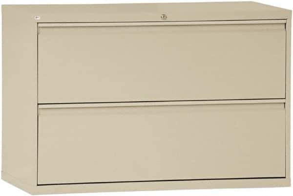 ALERA - 42" Wide x 29" High x 19-1/4" Deep, 2 Drawer Lateral File with Lock - Steel, Putty - All Tool & Supply