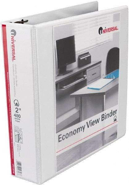 UNIVERSAL - 2" Sheet Capacity, 11 x 8-1/2", View Ring Binder - Vinyl, White - All Tool & Supply