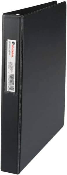 UNIVERSAL - 1" Sheet Capacity, 11 x 8-1/2", Non-View Ring Binder - Suede Finish Vinyl, Black - All Tool & Supply