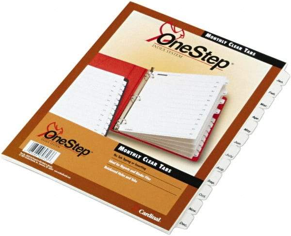 Cardinal - 11 x 8 1/2" Jan to Dec Label, 3-Hole Punched, Preprinted Divider - White - All Tool & Supply