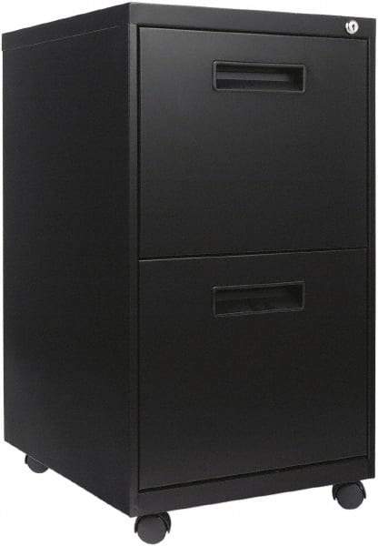 ALERA - 16" Wide x 28-1/2" High x 19.2" Deep, 2 Drawer Mobile Pedestal - Steel, Black - All Tool & Supply