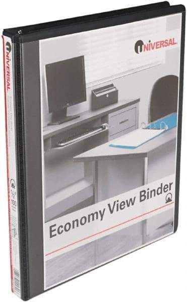 UNIVERSAL - 1/2" Sheet Capacity, 11 x 8-1/2", View Ring Binder - Vinyl, Black - All Tool & Supply