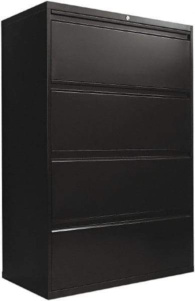 ALERA - 36" Wide x 54" High x 19-1/4" Deep, 4 Drawer Lateral File with Lock - Steel, Black - All Tool & Supply