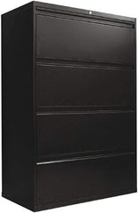 ALERA - 36" Wide x 54" High x 19-1/4" Deep, 4 Drawer Lateral File with Lock - Steel, Black - All Tool & Supply