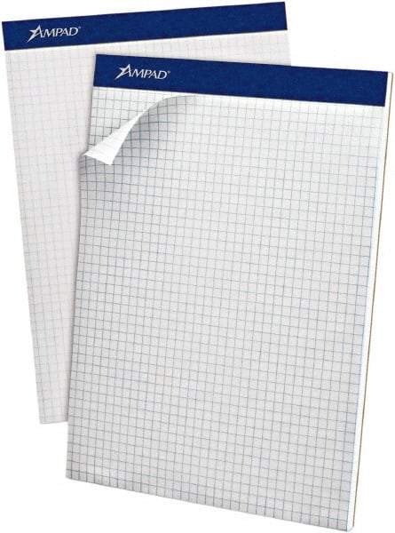 AMPAD - 100 Sheet, 8-1/2 x 11-3/4", Quadrille Writing Pad - White - All Tool & Supply