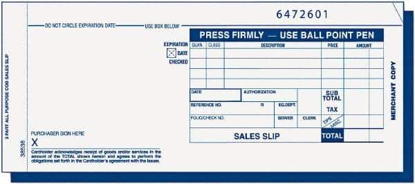 TOPS - 100 Sheet, 7-7/8 x 3-1/4", Sales Slip Book - White - All Tool & Supply