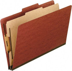 Pendaflex - 8-1/2 x 14", Legal, Red, Classification Folders with Top Tab Fastener - 11 Point Stock, 2/5 Tab Cut Location - All Tool & Supply