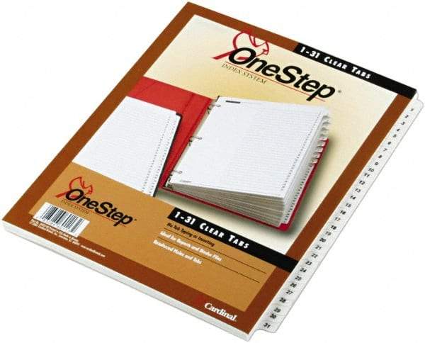 Cardinal - 11 x 8 1/2" 1 to 31" Label, 3-Hole Punched, Preprinted Divider - White - All Tool & Supply