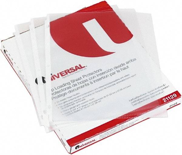 UNIVERSAL - 50 Piece Clear Sheet Protectors-Ring Binder - 11" High x 8-1/2" Wide - All Tool & Supply