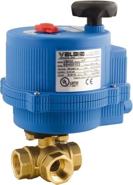 BONOMI - 1/4" Pipe, 100-240 VACV Voltage 400 psi WOG Rating Brass Electric Actuated Ball Valve - PTFE Seal, Standard Port, 100 psi WSP Rating, NPT End Connection - All Tool & Supply