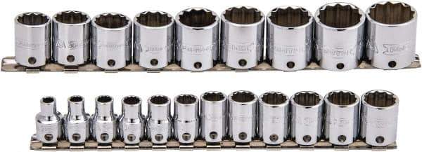 Proto - 21 Piece 3/8" Drive Socket Set - 12 Points, 6mm to 26mm Range, Metric Measurement Standard - All Tool & Supply