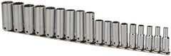 Proto - 18 Piece 3/8" Drive Tethered Deep Socket Set - 12 Points, 6 to 23mm, Metric Measurement Standard - All Tool & Supply