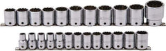 Proto - 24 Piece 1/2" Drive Socket Set - 12 Points, 10mm to 36mm Range, Metric Measurement Standard - All Tool & Supply