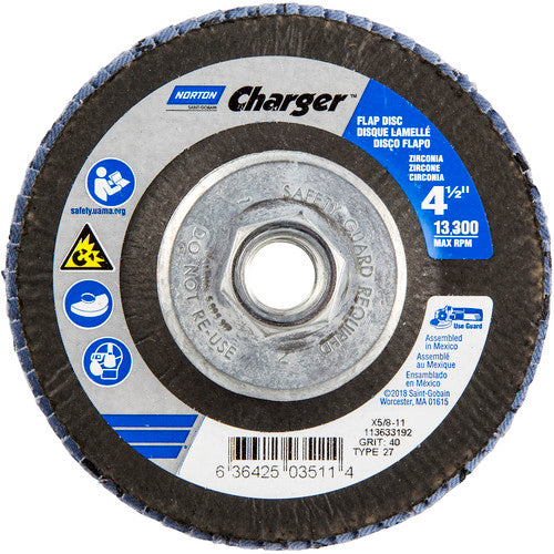 ‎4-1/2″ × 1/4″ × 5/8″ Charger R822 Flap Disc Type 27 Flat 40 Grit - All Tool & Supply