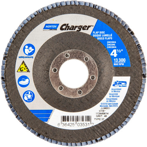 ‎4-1/2″ × 1/4″ × 7/8″ Jumbo Charger R822 Flap Disc Type 27 Jumbo 40 Grit - All Tool & Supply